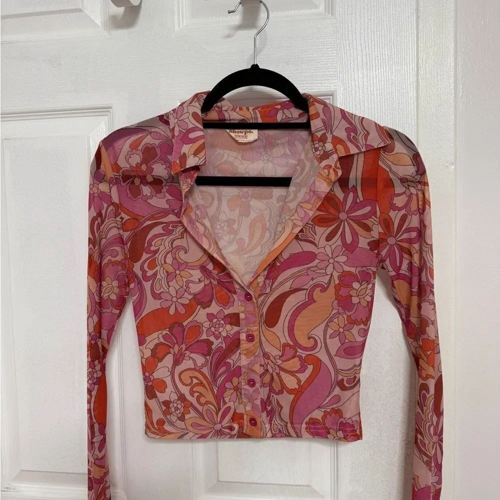 Showpo Pink and Orange Floral Button-Down Shirt